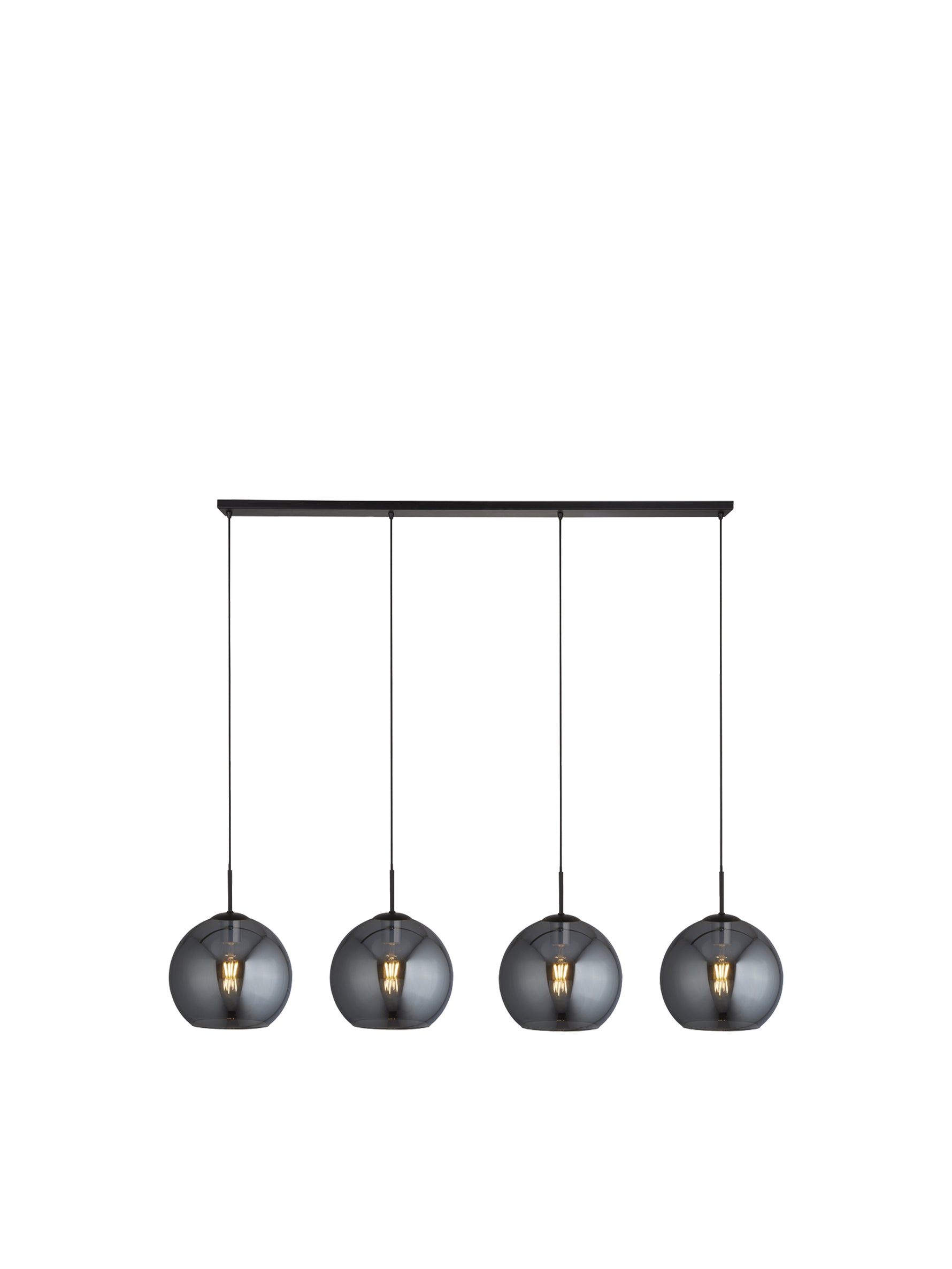 Amsterdam 4Lt Bar Pendant - Black Metal & Smoked Glass
