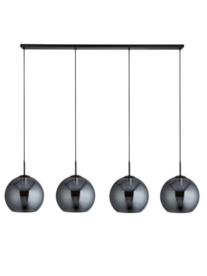 Searchlight Electric Amsterdam 4Lt Bar Pendant - Black Metal & Smoked Glass 1024-4SM