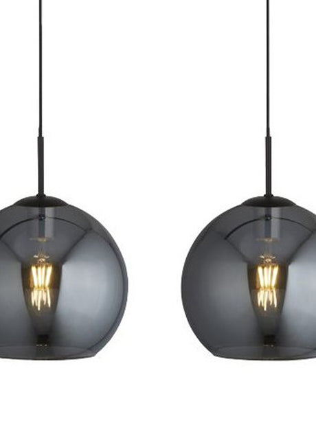 Searchlight Electric Amsterdam 4Lt Bar Pendant - Black Metal & Smoked Glass 1024-4SM