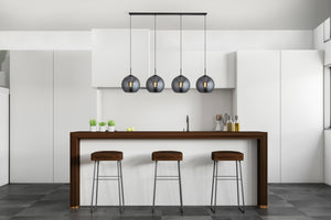 Searchlight Electric Amsterdam 4Lt Bar Pendant - Black Metal & Smoked Glass 1024-4SM