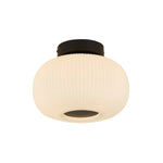 Lumina  Flush  - Black Metal & Opal Ribbed Glass