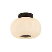 Lumina  Flush  - Black Metal & Opal Ribbed Glass