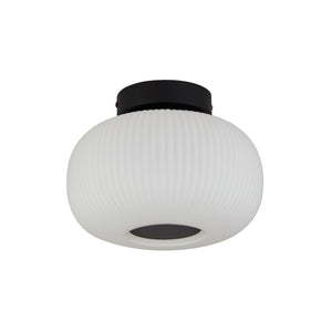 Searchlight Electric Lumina  Flush  - Black Metal & Opal Ribbed Glass 10271-1BK