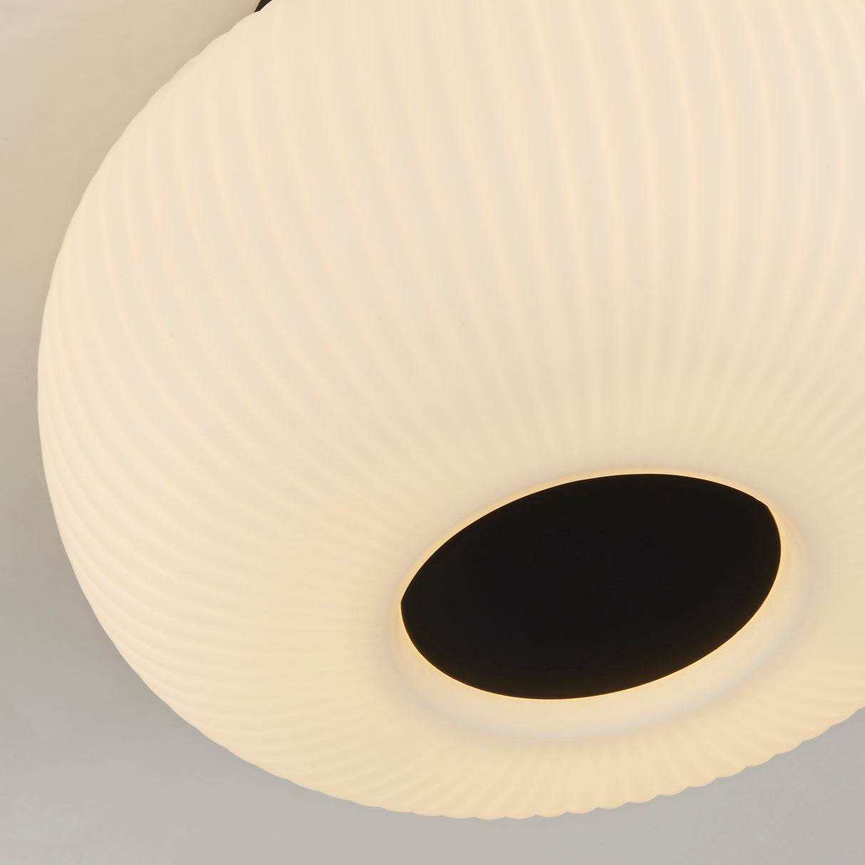 Searchlight Electric Lumina  Flush  - Black Metal & Opal Ribbed Glass 10271-1BK