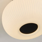 Searchlight Electric Lumina  Flush  - Black Metal & Opal Ribbed Glass 10271-1BK