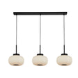 Lumina 3Lt Bar Pendant - Black Metal & Opal Ribbed Glass