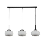 Searchlight Electric Lumina 3Lt Bar Pendant - Black Metal & Opal Ribbed Glass 10271-3BK