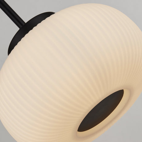 Searchlight Electric Lumina 3Lt Bar Pendant - Black Metal & Opal Ribbed Glass 10271-3BK