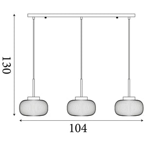 Searchlight Electric Lumina 3Lt Bar Pendant - Black Metal & Opal Ribbed Glass 10271-3BK