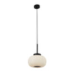 Lumina  Pendant  - Black Metal & Opal Ribbed Glass