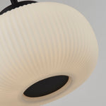 Searchlight Electric Lumina  Pendant  - Black Metal & Opal Ribbed Glass 10272-1BK