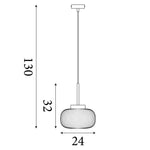 Searchlight Electric Lumina  Pendant  - Black Metal & Opal Ribbed Glass 10272-1BK