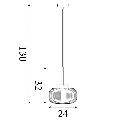 Searchlight Electric Lumina  Pendant  - Black Metal & Opal Ribbed Glass 10272-1BK