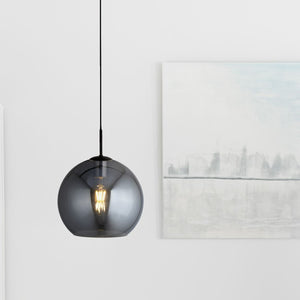 Searchlight Electric Amsterdam Pendant  - Black Metal & Smoked Glass 1031-1SM