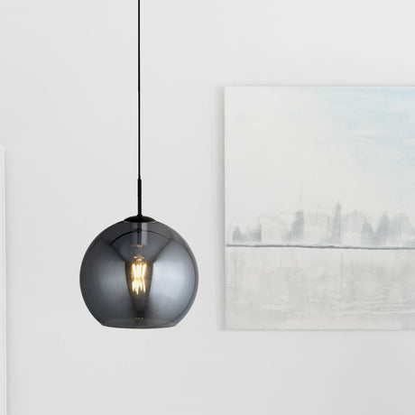 Searchlight Electric Amsterdam Pendant  - Black Metal & Smoked Glass 1031-1SM