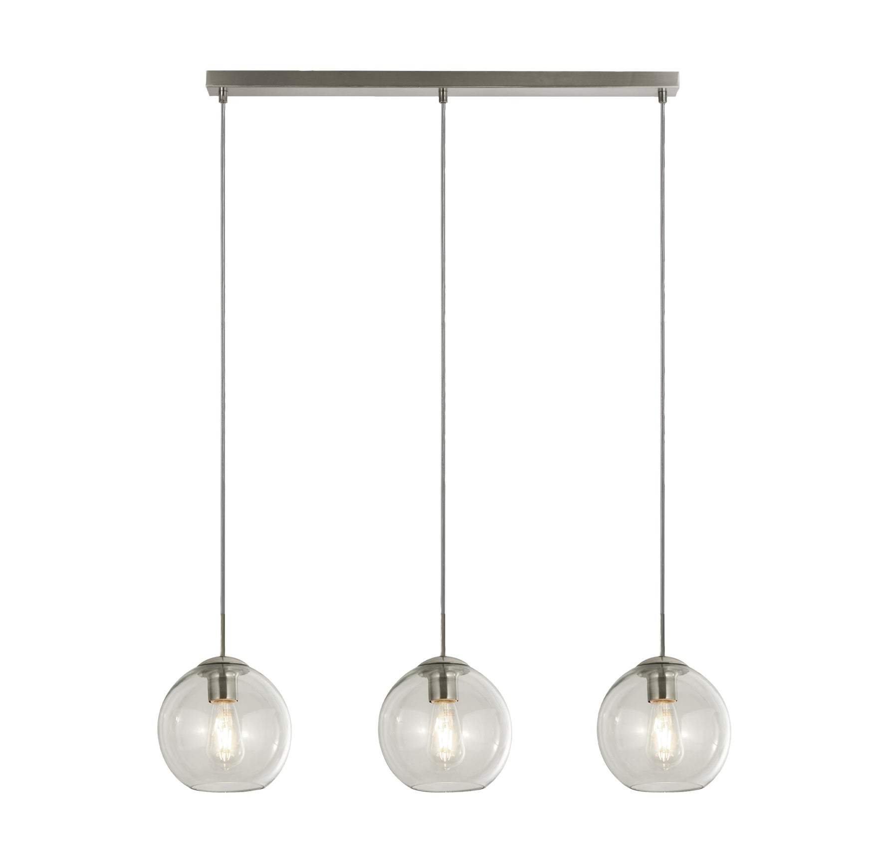 Balls 3Lt Bar Pendant - Chrome Metal & Clear Glass