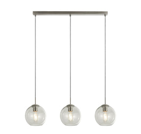 Balls 3Lt Bar Pendant - Chrome Metal & Clear Glass