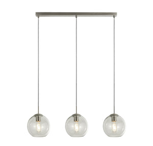 Balls 3Lt Bar Pendant - Chrome Metal & Clear Glass