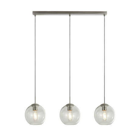 Balls 3Lt Bar Pendant - Chrome Metal & Clear Glass
