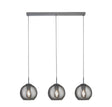Balls 3Lt Bar Pendant - Chrome Metal & Smoked Glass