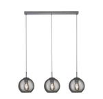 Balls 3Lt Bar Pendant - Chrome Metal & Smoked Glass