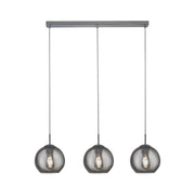 Balls 3Lt Bar Pendant - Chrome Metal & Smoked Glass