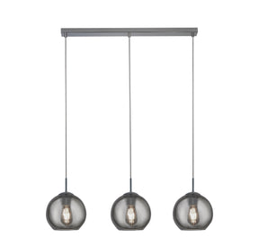 Balls 3Lt Bar Pendant - Chrome Metal & Smoked Glass