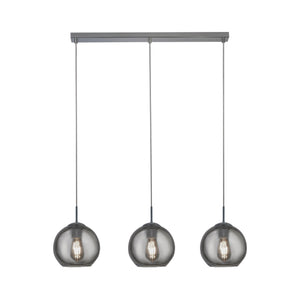 Balls 3Lt Bar Pendant - Chrome Metal & Smoked Glass