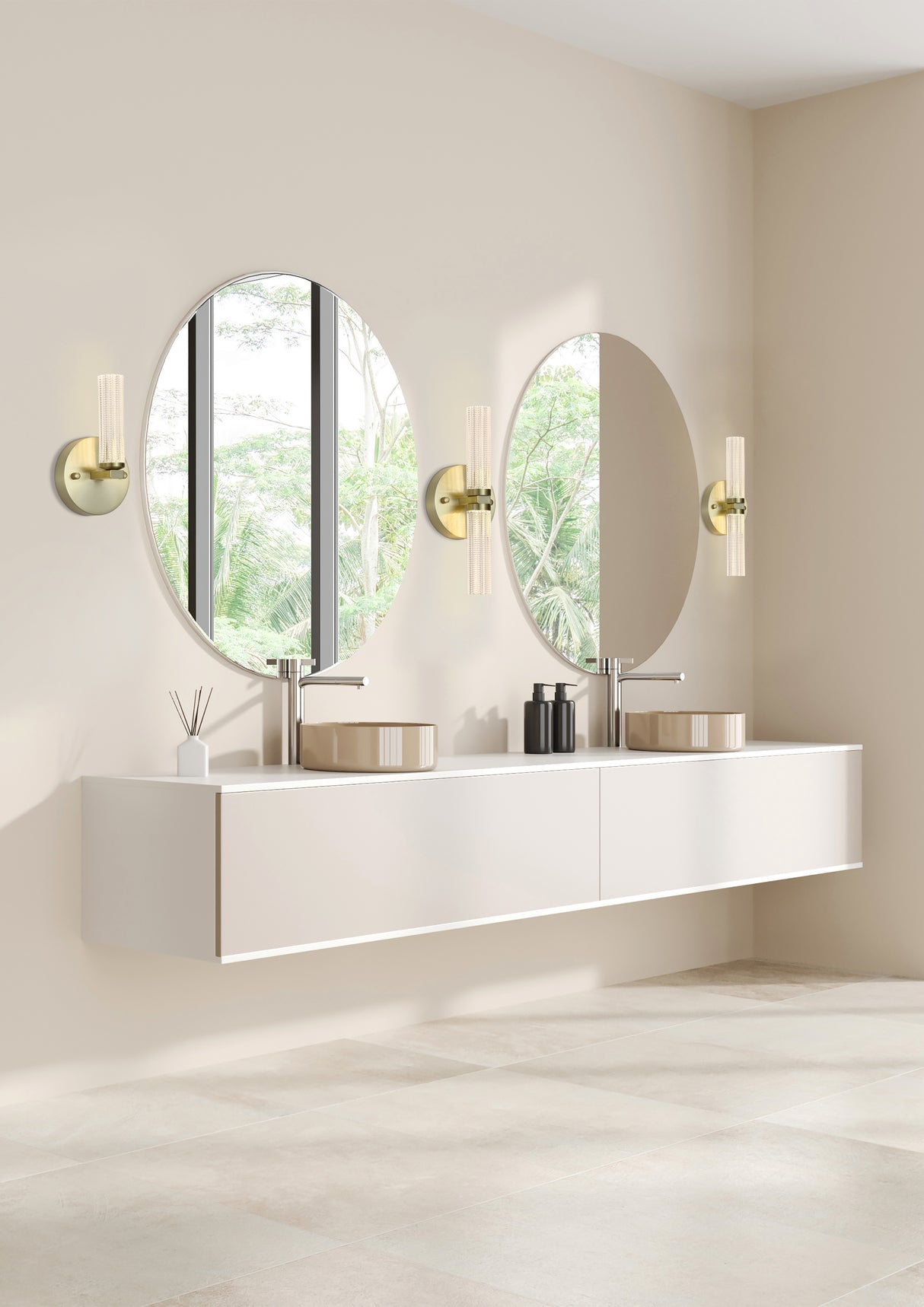 Searchlight Electric Aberdeen LED Wall Light,Satin Brass Metal with Clear Acrylic 10371SB
