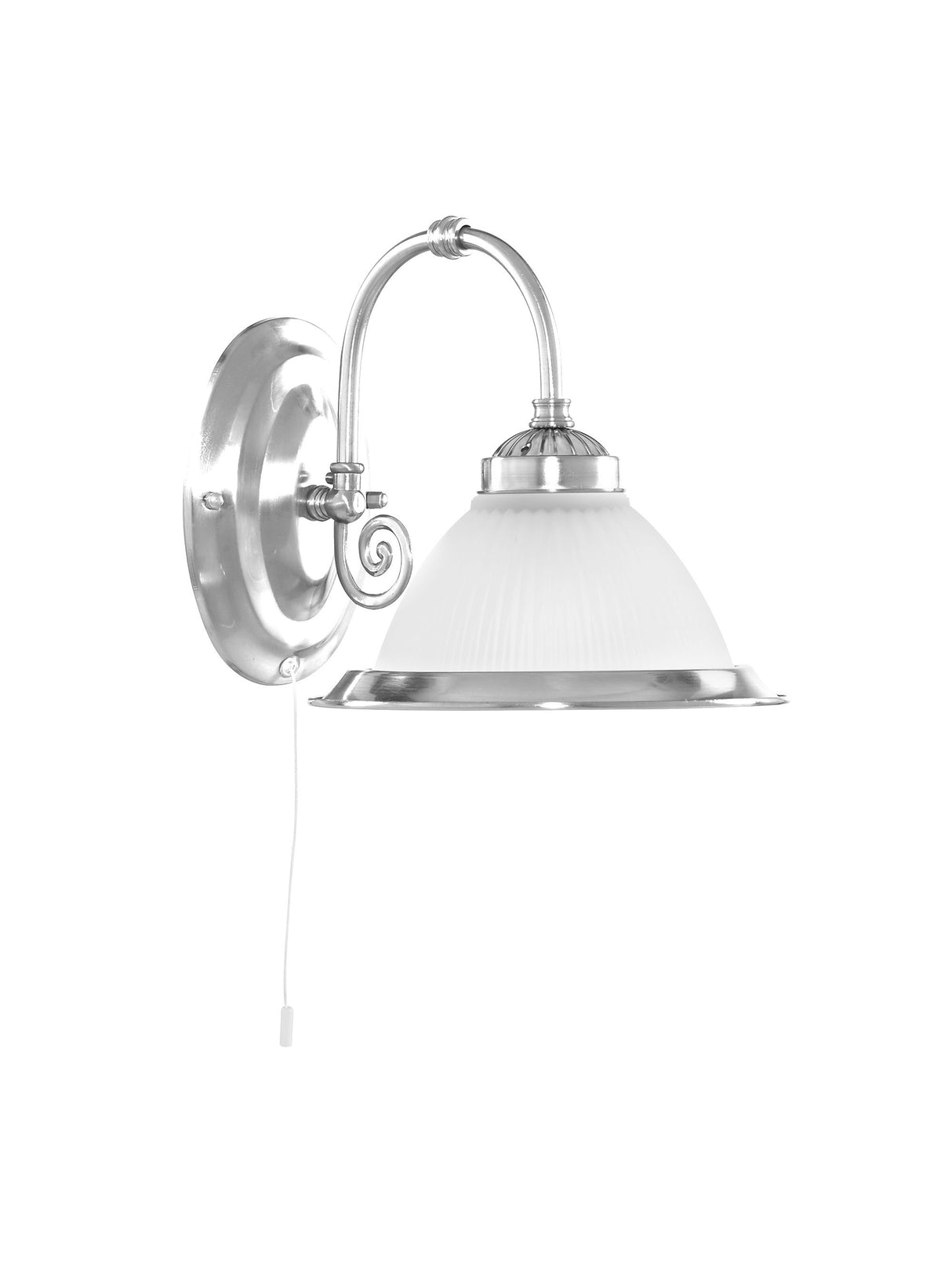 Searchlight Electric American Diner Wall Light  - Satin Silver Metal & Acid Glass 1041-1