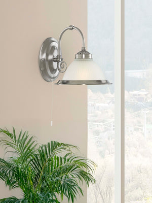 Searchlight Electric American Diner Wall Light  - Satin Silver Metal & Acid Glass 1041-1
