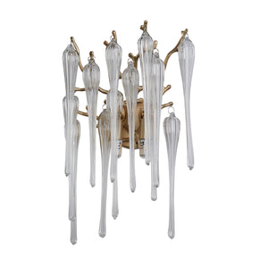 Searchlight Electric Heritage 2Lt Wall Light, Gold Metal and Clear Glass Drops 10425-2GO