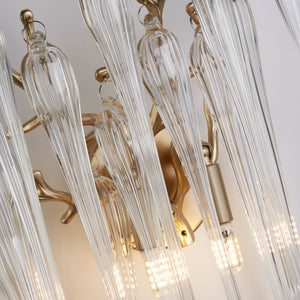 Searchlight Electric Heritage 2Lt Wall Light, Gold Metal and Clear Glass Drops 10425-2GO