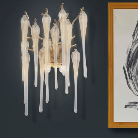 Searchlight Electric Heritage 2Lt Wall Light, Gold Metal and Clear Glass Drops 10425-2GO