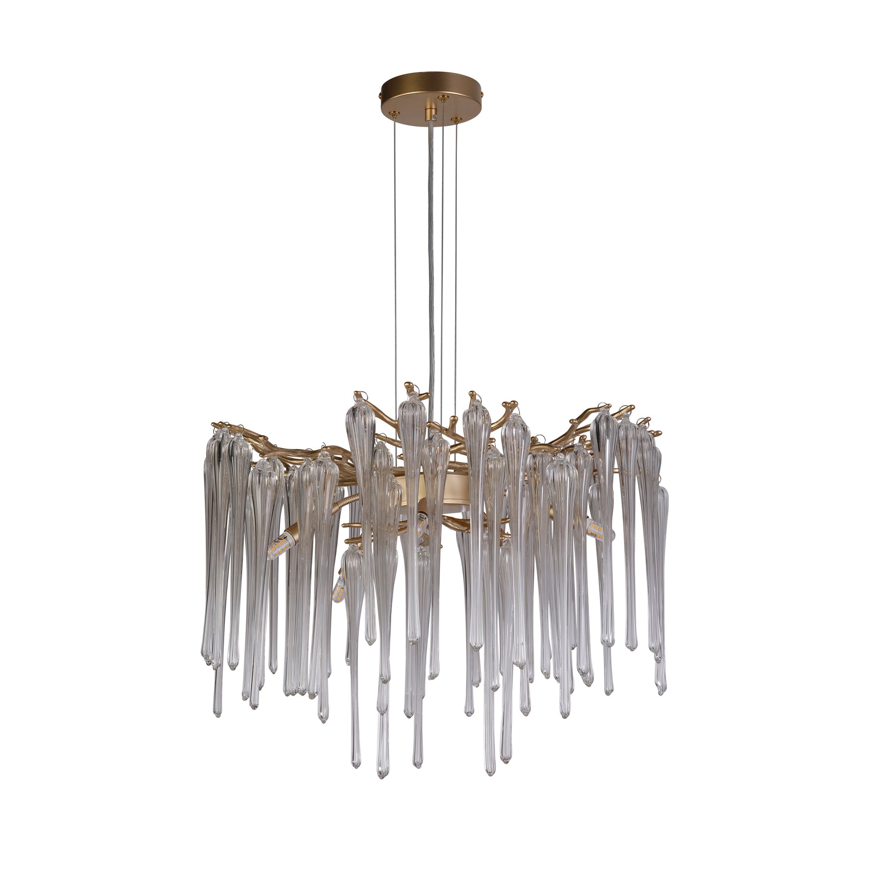 Searchlight Electric Heritage 5Lt Pendant, Gold Metal and Clear Glass Drops 10425-5GO