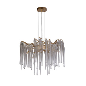 Searchlight Electric Heritage 5Lt Pendant, Gold Metal and Clear Glass Drops 10425-5GO