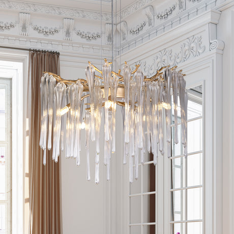 Searchlight Electric Heritage 5Lt Pendant, Gold Metal and Clear Glass Drops 10425-5GO
