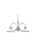 American Diner 3Lt Pendant - Satin Silver Metal & Acid Glass