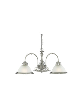 American Diner 3Lt Pendant - Satin Silver Metal & Acid Glass