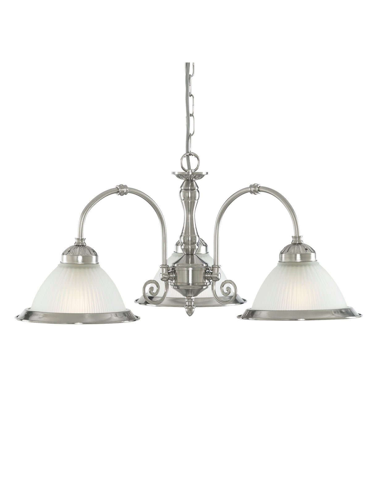 Searchlight Electric American Diner 3Lt Pendant - Satin Silver Metal & Acid Glass 1043-3