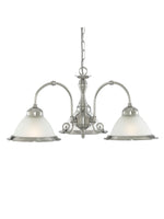 Searchlight Electric American Diner 3Lt Pendant - Satin Silver Metal & Acid Glass 1043-3