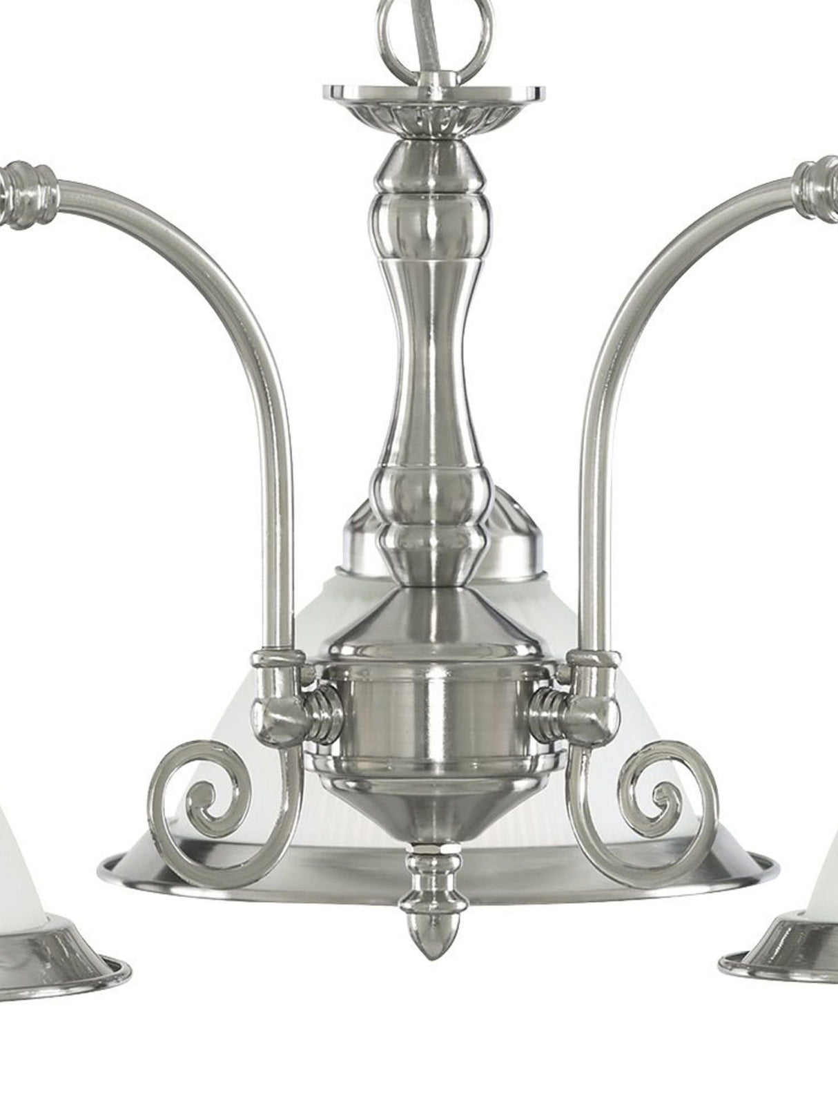 Searchlight Electric American Diner 3Lt Pendant - Satin Silver Metal & Acid Glass 1043-3