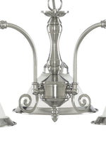 Searchlight Electric American Diner 3Lt Pendant - Satin Silver Metal & Acid Glass 1043-3