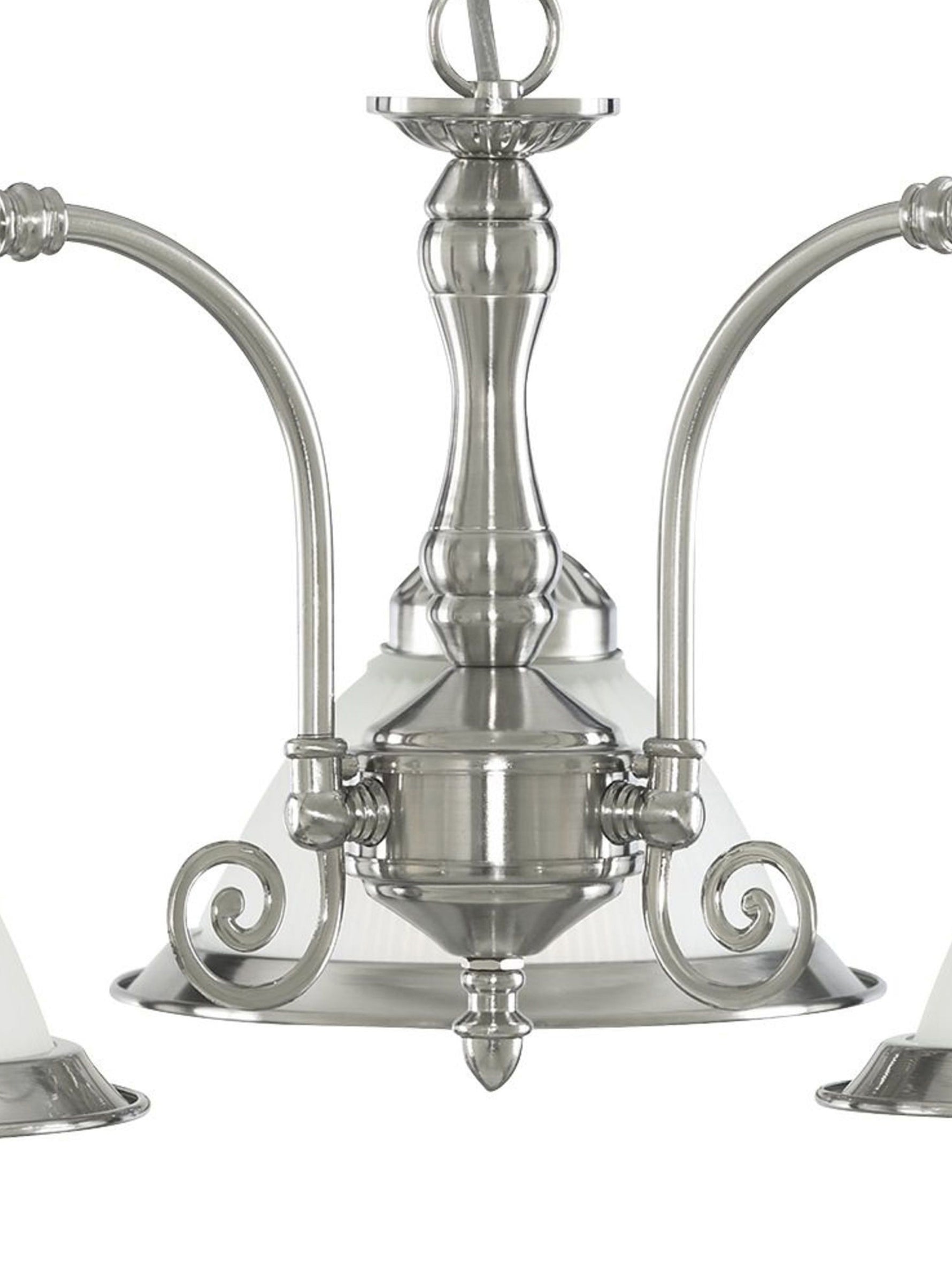 Searchlight Electric American Diner 3Lt Pendant - Satin Silver Metal & Acid Glass 1043-3