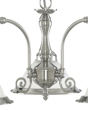 Searchlight Electric American Diner 3Lt Pendant - Satin Silver Metal & Acid Glass 1043-3