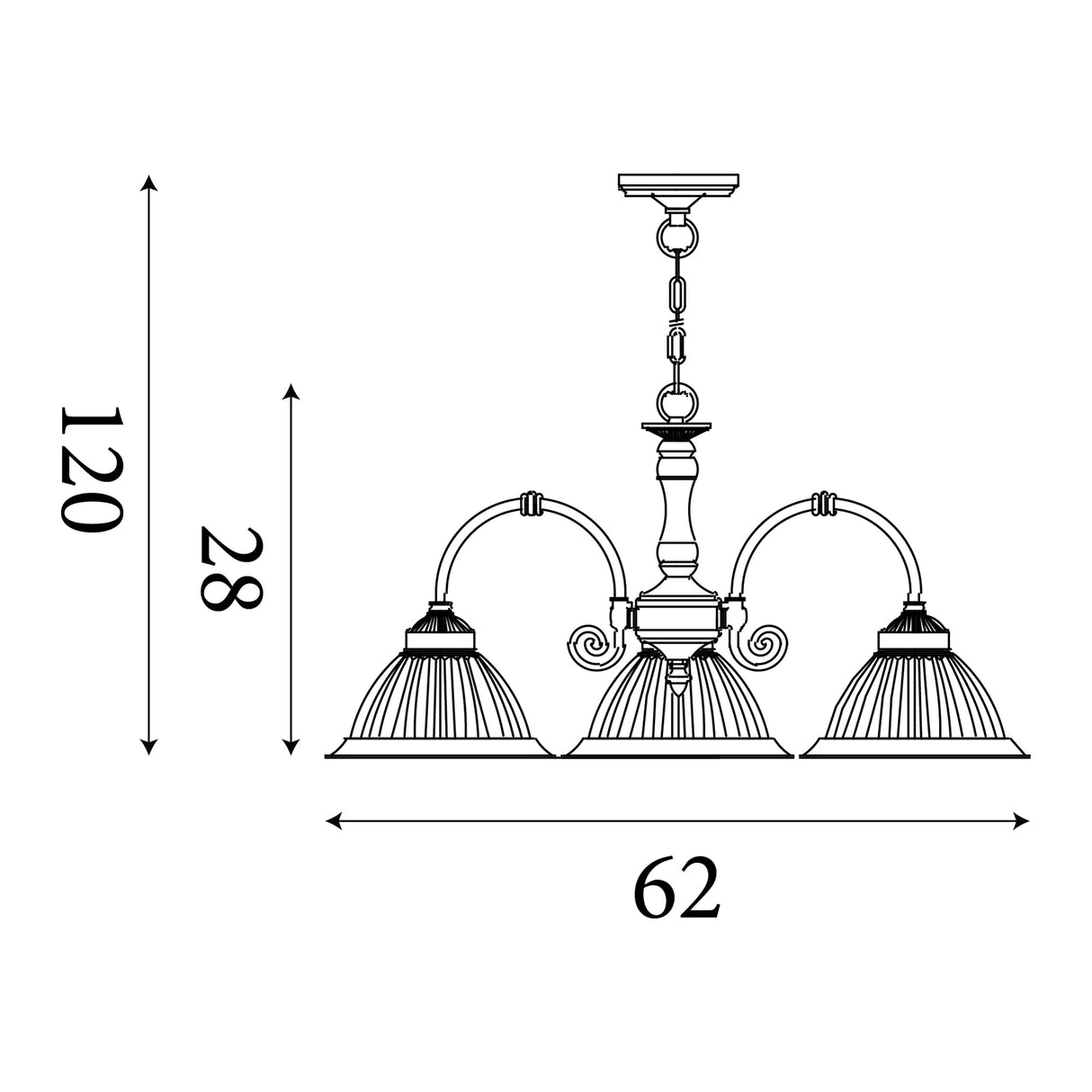 Searchlight Electric American Diner 3Lt Pendant - Satin Silver Metal & Acid Glass 1043-3