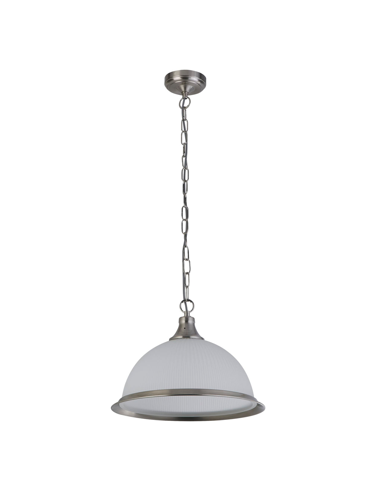 Searchlight Electric American Diner Pendant - Silver & Acid Glass 1044