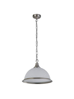 Searchlight Electric American Diner Pendant - Silver & Acid Glass 1044