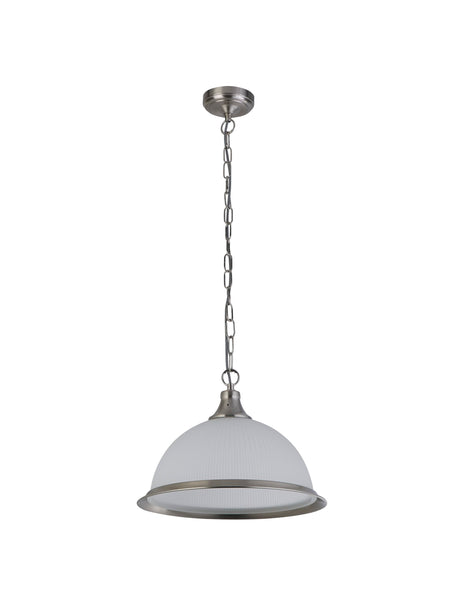 Searchlight Electric American Diner Pendant - Silver & Acid Glass 1044