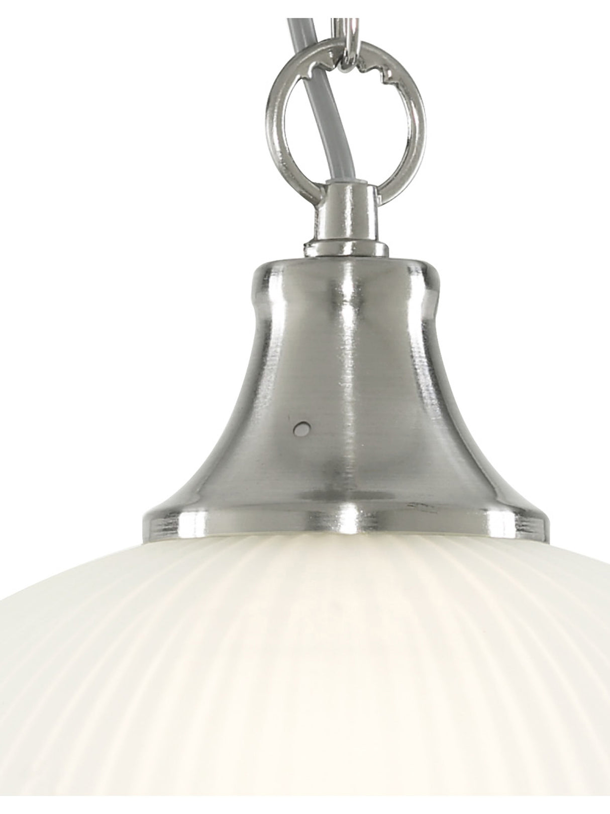 Searchlight Electric American Diner Pendant - Silver & Acid Glass 1044
